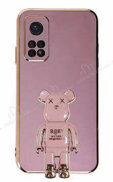 Eiroo Xiaomi Mi 10T Baby Bear Standlı Mor Silikon Kılıf - 1