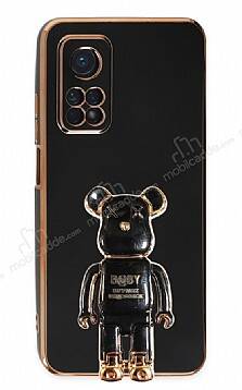 Eiroo Xiaomi Mi 10T Baby Bear Standlı Siyah Silikon Kılıf - 1