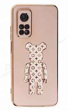 Eiroo Xiaomi Mi 10T Bearbrick Standlı Pembe Silikon Kılıf - 1