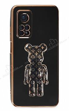 Eiroo Xiaomi Mi 10T Bearbrick Standlı Siyah Silikon Kılıf - 1