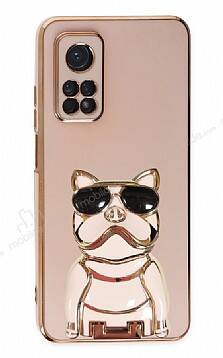 Eiroo Xiaomi Mi 10T Bulldog Standlı Pembe Silikon Kılıf - 1