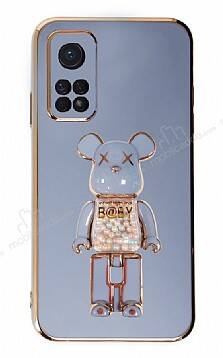 Eiroo Xiaomi Mi 10T Candy Bear Standlı Mavi Silikon Kılıf - 1