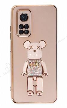 Eiroo Xiaomi Mi 10T Candy Bear Standlı Pembe Silikon Kılıf - 1