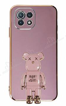 Eiroo Xiaomi Mi 11 Lite 5G Baby Bear Standlı Mor Silikon Kılıf - 1