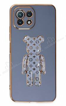 Eiroo Xiaomi Mi 11 Lite 5G Bearbrick Standlı Mavi Silikon Kılıf - 1