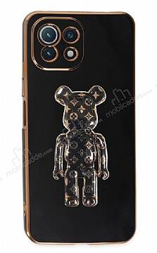 Eiroo Xiaomi Mi 11 Lite 5G Bearbrick Standlı Siyah Silikon Kılıf - 1