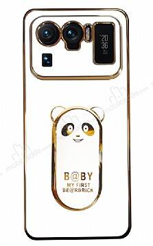 Eiroo Xiaomi Mi 11 Ultra Baby Panda Standlı Beyaz Silikon Kılıf - 1