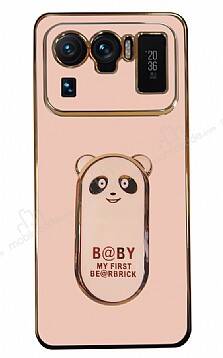 Eiroo Xiaomi Mi 11 Ultra Baby Panda Standlı Pembe Silikon Kılıf - 1