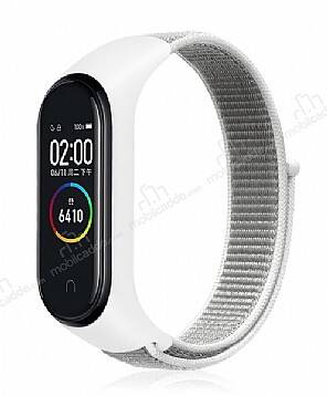 Eiroo Xiaomi Mi Band 3 Beyaz Kumaş Kordon - 1