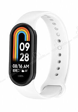 Eiroo Xiaomi Mi Band 8 Beyaz Silikon Kordon - 1