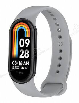 Eiroo Xiaomi Mi Band 8 Gri Silikon Kordon - 1