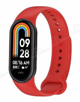 Eiroo Xiaomi Mi Band 8 Kırmızı Silikon Kordon - 1