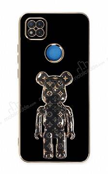 Eiroo Xiaomi Poco C3 Bearbrick Standlı Siyah Silikon Kılıf - 1