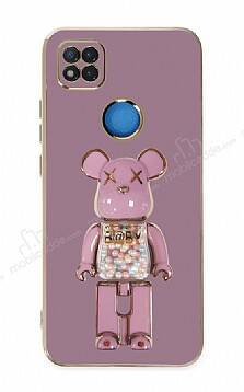 Eiroo Xiaomi Poco C3 Candy Bear Standlı Mor Silikon Kılıf - 1