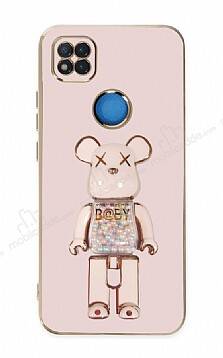 Eiroo Xiaomi Poco C3 Candy Bear Standlı Pembe Silikon Kılıf - 1