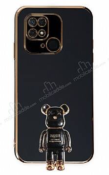 Eiroo Xiaomi Poco C40 Baby Bear Standlı Siyah Silikon Kılıf - 1