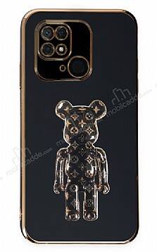 Eiroo Xiaomi Poco C40 Bearbrick Standlı Siyah Silikon Kılıf - 1