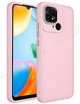 Eiroo Xiaomi Poco C40 Metal Çerçeveli Pembe Rubber Kılıf - 1