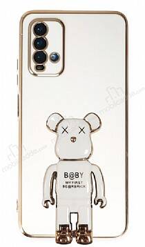 Eiroo Xiaomi Poco M3 Baby Bear Standlı Beyaz Silikon Kılıf - 1