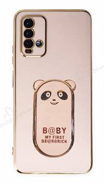 Eiroo Xiaomi Poco M3 Baby Panda Standlı Pembe Silikon Kılıf - 1