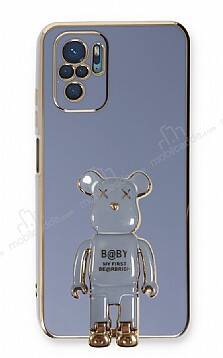 Eiroo Xiaomi Poco M5s Baby Bear Standlı Mavi Silikon Kılıf - 1