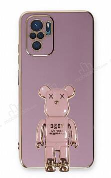 Eiroo Xiaomi Poco M5s Baby Bear Standlı Mor Silikon Kılıf - 1