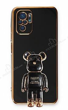 Eiroo Xiaomi Poco M5s Baby Bear Standlı Siyah Silikon Kılıf - 1