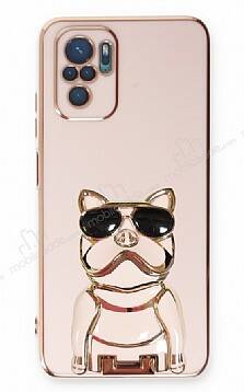 Eiroo Xiaomi Poco M5s Bulldog Standlı Pembe Silikon Kılıf - 1