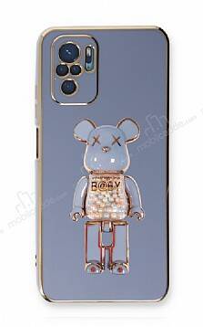 Eiroo Xiaomi Poco M5s Candy Bear Standlı Mavi Silikon Kılıf - 1