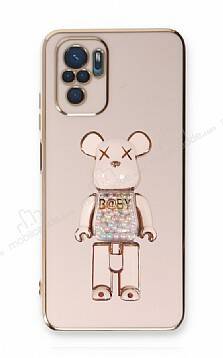 Eiroo Xiaomi Poco M5s Candy Bear Standlı Pembe Silikon Kılıf - 1