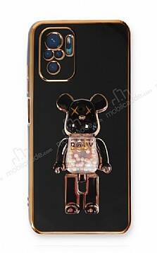 Eiroo Xiaomi Poco M5s Candy Bear Standlı Siyah Silikon Kılıf - 1