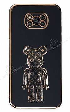 Eiroo Xiaomi Poco X3 Bearbrick Standlı Siyah Silikon Kılıf - 1