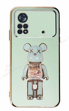 Eiroo Xiaomi Poco X4 Pro 5G Candy Bear Standlı Yeşil Silikon Kılıf - 1