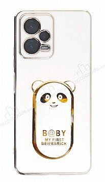 Eiroo Xiaomi Poco X5 5G Baby Panda Standlı Beyaz Silikon Kılıf - 1