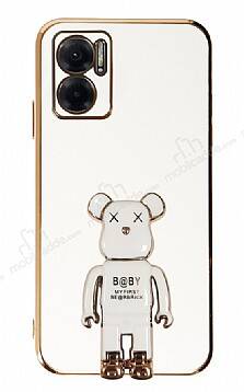 Eiroo Xiaomi Redmi 10 5G Baby Bear Standlı Beyaz Silikon Kılıf - 1