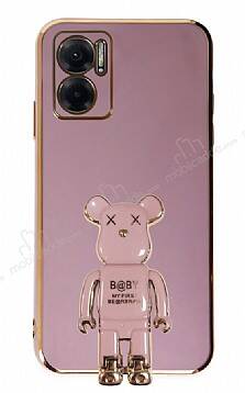 Eiroo Xiaomi Redmi 10 5G Baby Bear Standlı Mor Silikon Kılıf - 1