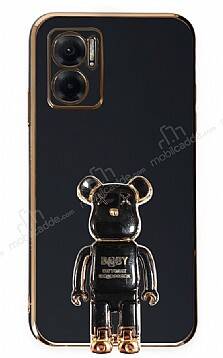 Eiroo Xiaomi Redmi 10 5G Baby Bear Standlı Siyah Silikon Kılıf - 1