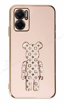 Eiroo Xiaomi Redmi 10 5G Bearbrick Standlı Pembe Silikon Kılıf - 1