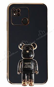 Eiroo Xiaomi Redmi 10A Baby Bear Standlı Siyah Silikon Kılıf - 1