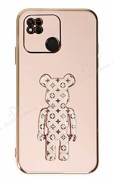 Eiroo Xiaomi Redmi 10A Bearbrick Standlı Pembe Silikon Kılıf - 1