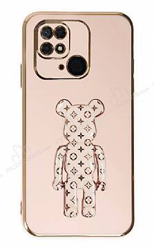 Eiroo Xiaomi Redmi 10C Bearbrick Standlı Pembe Silikon Kılıf - 1