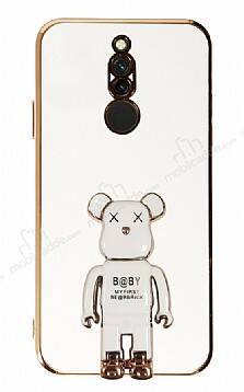 Eiroo Xiaomi Redmi 8 Baby Bear Standlı Beyaz Silikon Kılıf - 1