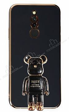 Eiroo Xiaomi Redmi 8 Baby Bear Standlı Siyah Silikon Kılıf - 1