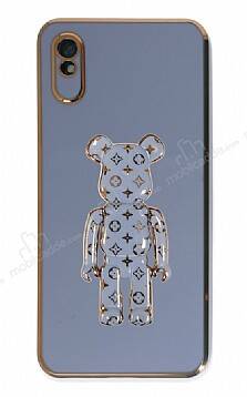 Eiroo Xiaomi Redmi 9A Bearbrick Standlı Mavi Silikon Kılıf - 1