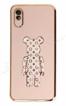 Eiroo Xiaomi Redmi 9A Bearbrick Standlı Pembe Silikon Kılıf - 1