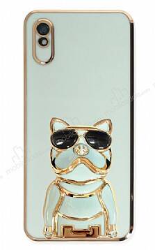 Eiroo Xiaomi Redmi 9A Bulldog Standlı Yeşil Silikon Kılıf - 1