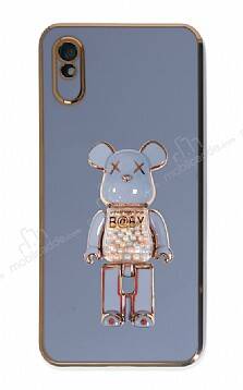 Eiroo Xiaomi Redmi 9A Candy Bear Standlı Mavi Silikon Kılıf - 1