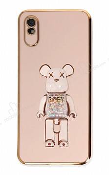 Eiroo Xiaomi Redmi 9A Candy Bear Standlı Pembe Silikon Kılıf - 1