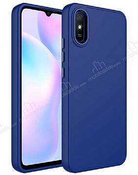 Eiroo Xiaomi Redmi 9A Metal Çerçeveli Lacivert Rubber Kılıf - 1