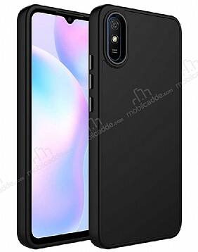 Eiroo Xiaomi Redmi 9A Metal Çerçeveli Siyah Rubber Kılıf - 1